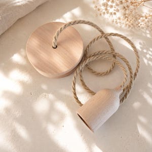 Lámpara de madera, aspecto natural, juego completo, casquillo E26/E27, estilo bohemio, escandinavo.