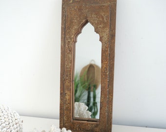 Miroir avec cadre en bois, miroir mural, style bohème, fabriqué en Inde, vintage, bois de récupération