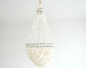 Bohemian shells ceiling pendant, interior, shell, boho, gift, square, chandelier