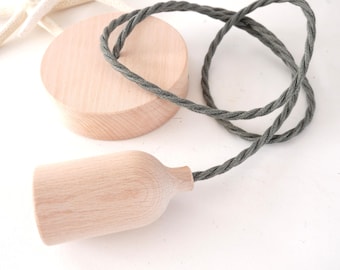 Lampadario in legno, aspetto naturale, set completo, E26/E27, stile boho, scandinavo