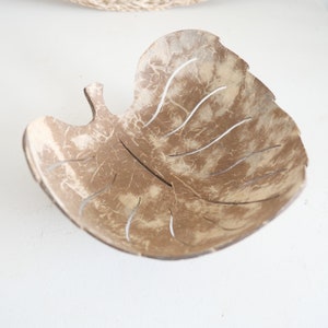 Coconut shell processed into a monstera leaf, jewelery tray, natural, hand cut, Bali, boho, coastel, beach, decor, gift image 4