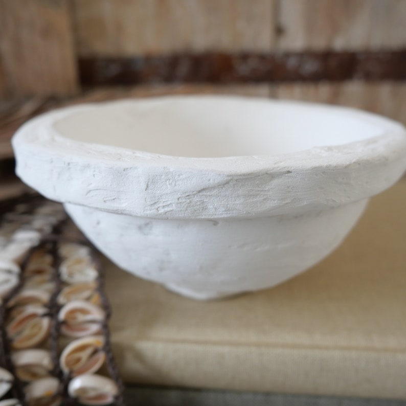 Small plasterd paper maché bowl, boho, farmhouse, rustic, rural, gift, handmade, Ibiza styl, image 5