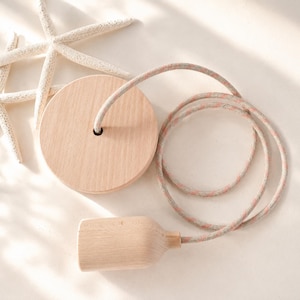 Lámpara de madera, aspecto natural, juego completo, casquillo E26/E27, estilo bohemio, escandinavo, diseño elegante y lujoso