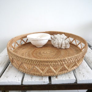 Rattan woven tray, Indonesia, Bali, basket, centerpiece, handmade, boho, gift