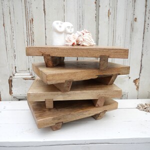 Wooden riser, candle stand, display, mango wood, on feet, gift, boho