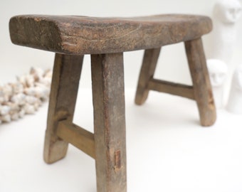 Wooden xs stool, handmade, India, rustic, boho, kitchen, bathroom, display, rural, riser, elm stool, milk stool