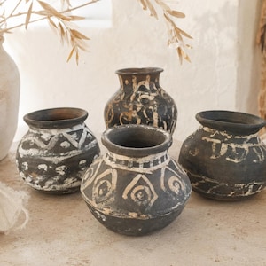 Pottery from India, grey, white, tumbler,  authentic, housewarming gift, rustic, farmhouse, handpainted