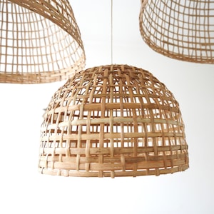 Bamboo hanging lampshade, three sizes, boho lighting, Ibiza style, handmade, Bali, Indonesia, garden, porch, gift, ceiling, braided