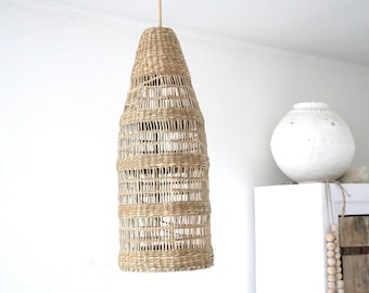 Rotan geweven lampenkap, boho stijl, Bali, buisvorm, tropische look, met ijzeren frame, cadeau