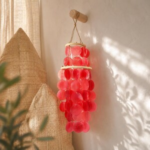 Shell mobile, wind mobile, beach decor, gift, square, chime, capiz, Ibiza decor, pink, bohemian vipe, gift