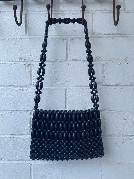 1950s/1960s Empire Made Navy Beaded Shoulder Bag - image 2