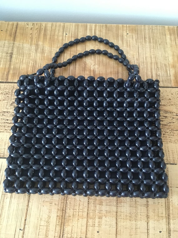 1960s Navy Beaded Bag