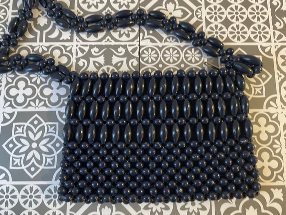 1950s/1960s Empire Made Navy Beaded Shoulder Bag - image 4