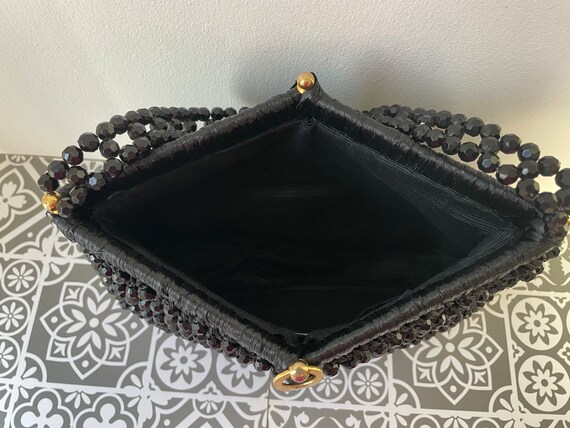 1960s Black Italian Beaded & Raffia Handbag - image 3