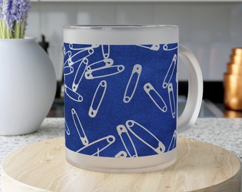 Cyanotype Sisters Safety Pin Frosted Glass Mug