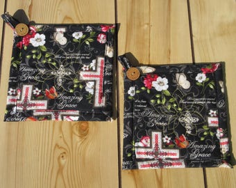 Handmade Religious Potholder Set: Bible verse hotpads