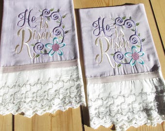 Embroidered Easter Towel-embroidered bible verse towel-handcrafted Easter tea towel-