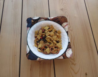 handmade softball bowl cozy, bowl holder