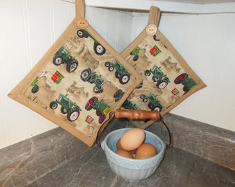 Handmade Oliver tractor Potholder:Handcrafted Oliver hotpads