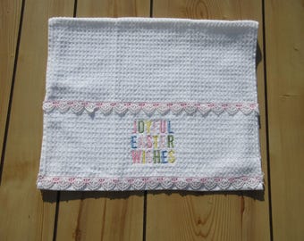 Handmade Easter towel.Embroidery kitchen tea towel.