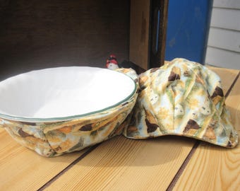Reversible Cotton Bowl Cozy, Microwave Safe, Fits 8" Bowls