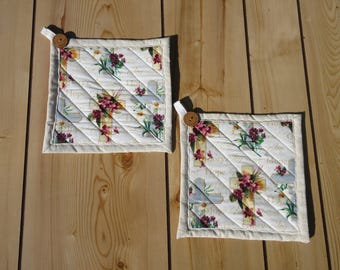 Handmade Faith Religious Potholder Set: Bible verse hotpads