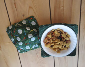 Handmade Golf Bowl Cozy, Reversible Microwave cozies