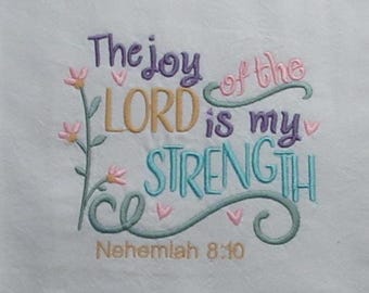 Embroidered Flour Sack Kitchen Towel: Religious Bible Verse Design
