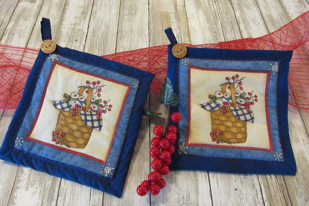 Rustic Snowman Pot Holder Farmhouse Snowman Pot Holder handmade Snowman