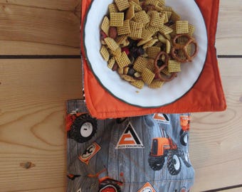 Handmade Allis Chalmers  bowl cozy, reversible tractor cozy