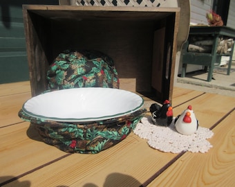 Handmade holly leaf Bowl Cozy, Reversible Microwave cozies