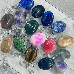 Gemstone | Crystal | Badge | Rotating Clip | Reel | Manifesting | Doctors | Nurses | Professional |First Responders