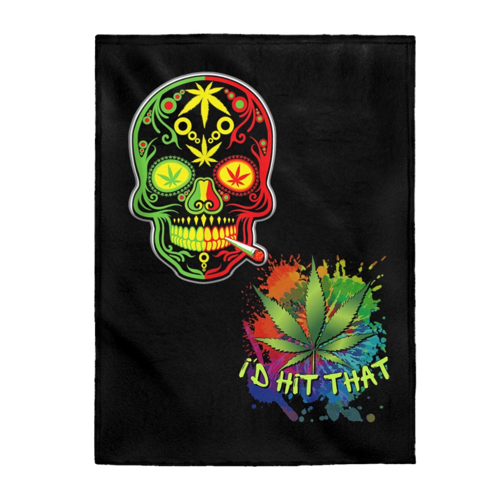 Marijuana Blanket Throw Cannabis blanket Sugar Skull Blanket Etsy