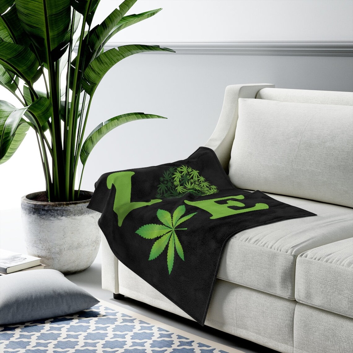 Love weed blanket Marijuana blanket Cannabis blanket Etsy