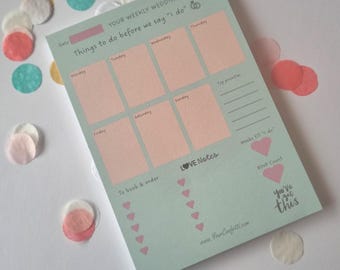 Weekly Wedding Planning Notepad: Pastel Countdown Planner