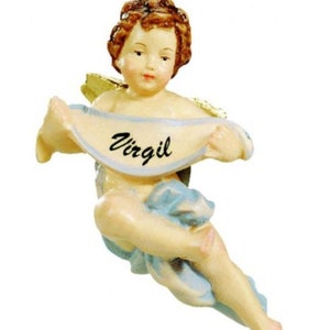 Guardian angel carved finely in bee-by-wood with customizable name