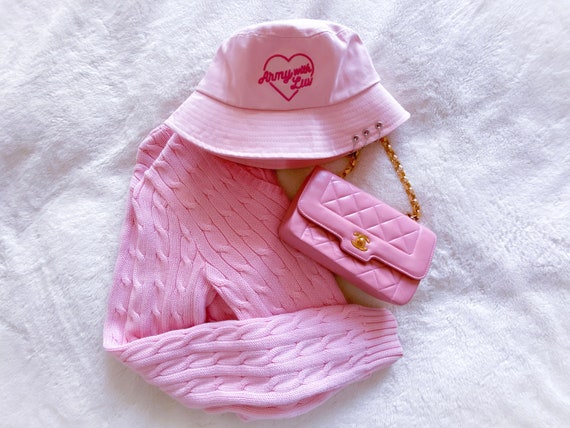 BTS army With Luv Pink Bucket Hat 