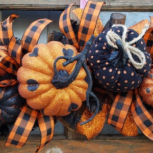 Halloween Orange Table Centerpiece, October 31st Pumpkin Indoor Garland, Trick or Treat Mantel Party Decoration, Whimsical Window Swag Decor image 7