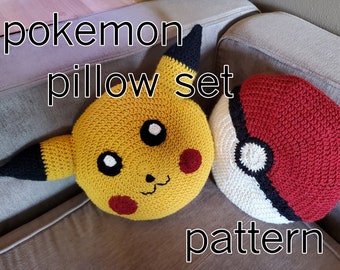 Pikachu & Pokeball Dekokissen-Set – Häkelmuster