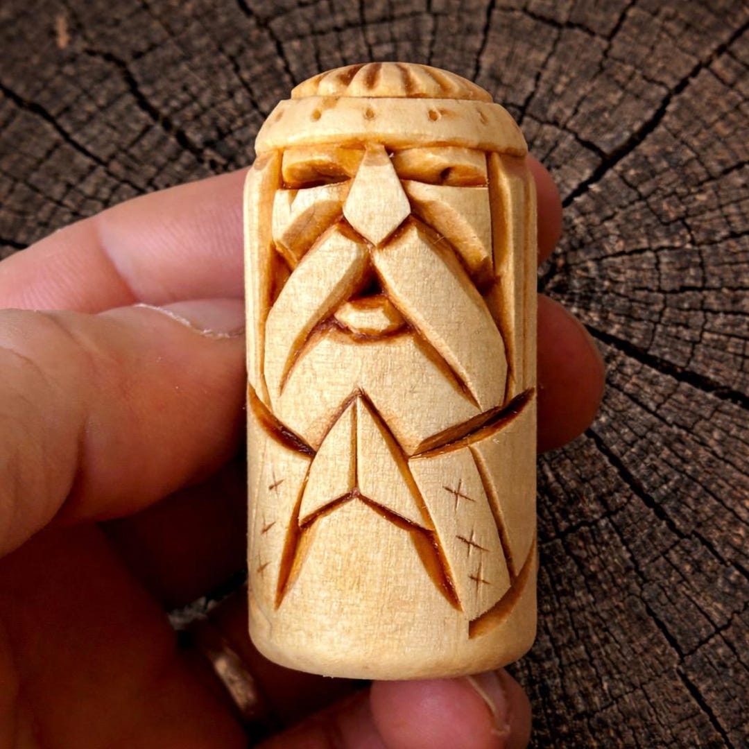 Hand Carved Wooden Norse God Figurine, Mini Odin Statue, Viking Pagan ...