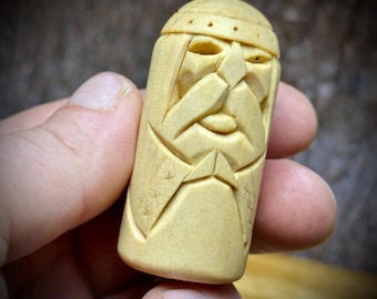 Hand carved Odin statue Norse god wood figurine Viking pagan decor Scandinavian mythology gift