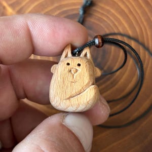 Handcarved wooden cat pendant Natural wood jewelry for Cat lovers gift Rustic animal necklace Handmade gift for Her
