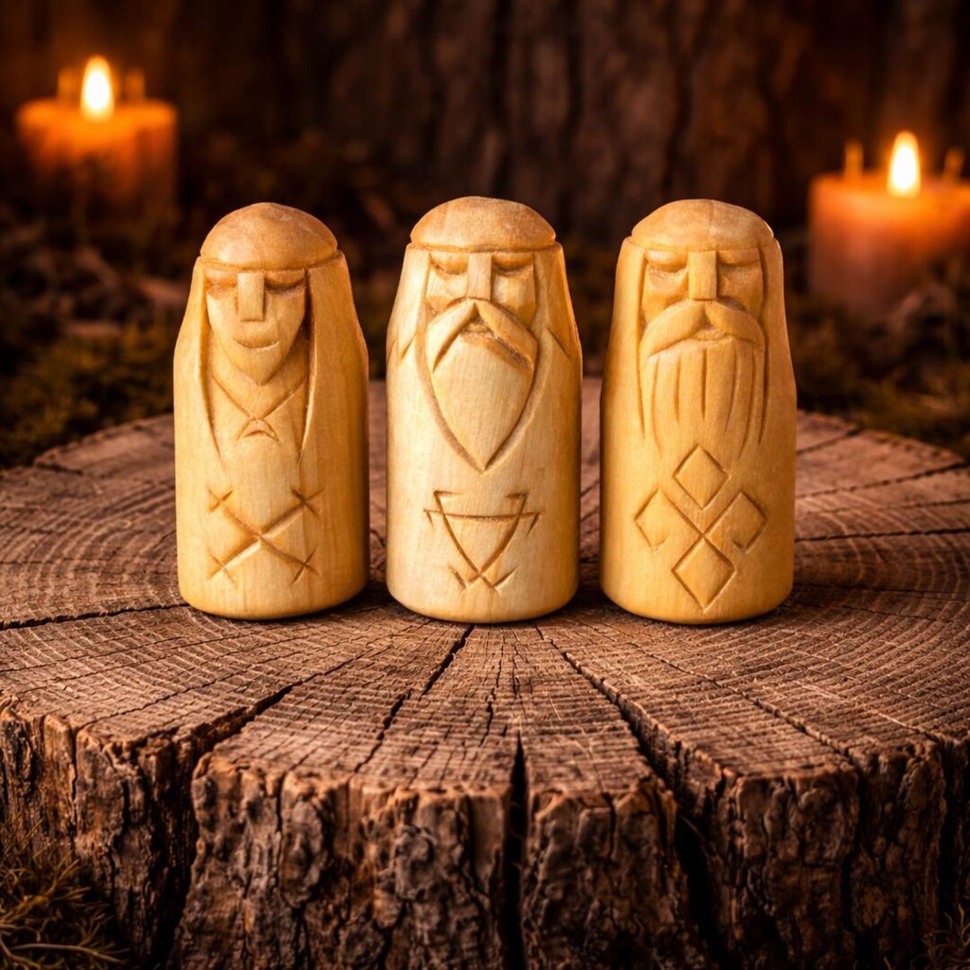 Slavic Pagan Gods Set, Hand Carved Wooden Idols, Slavic Deities Statue ...