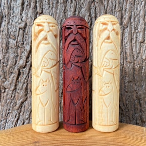 Wood carved Odin statue Norse god figurine Viking pagan decor Handmade wooden idol Nordic mythology gift Odin altar figure Pagan gift