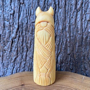 Hand carved wooden viking figurine Norse warrior statue Scandinavian decor Pagan altar gift Nordic handmade sculpture Wooden Norse idol