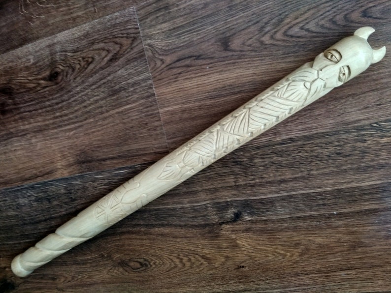 Handmade carved baton. Viking bat. Wood idol. Baseball bat. Etsy