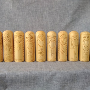 Set of  10 pcs wooden carved Slavic gods Pagan decor Mythology Gift for Him Spiritual gifts for dad Husband gift Slavic History Lover gift