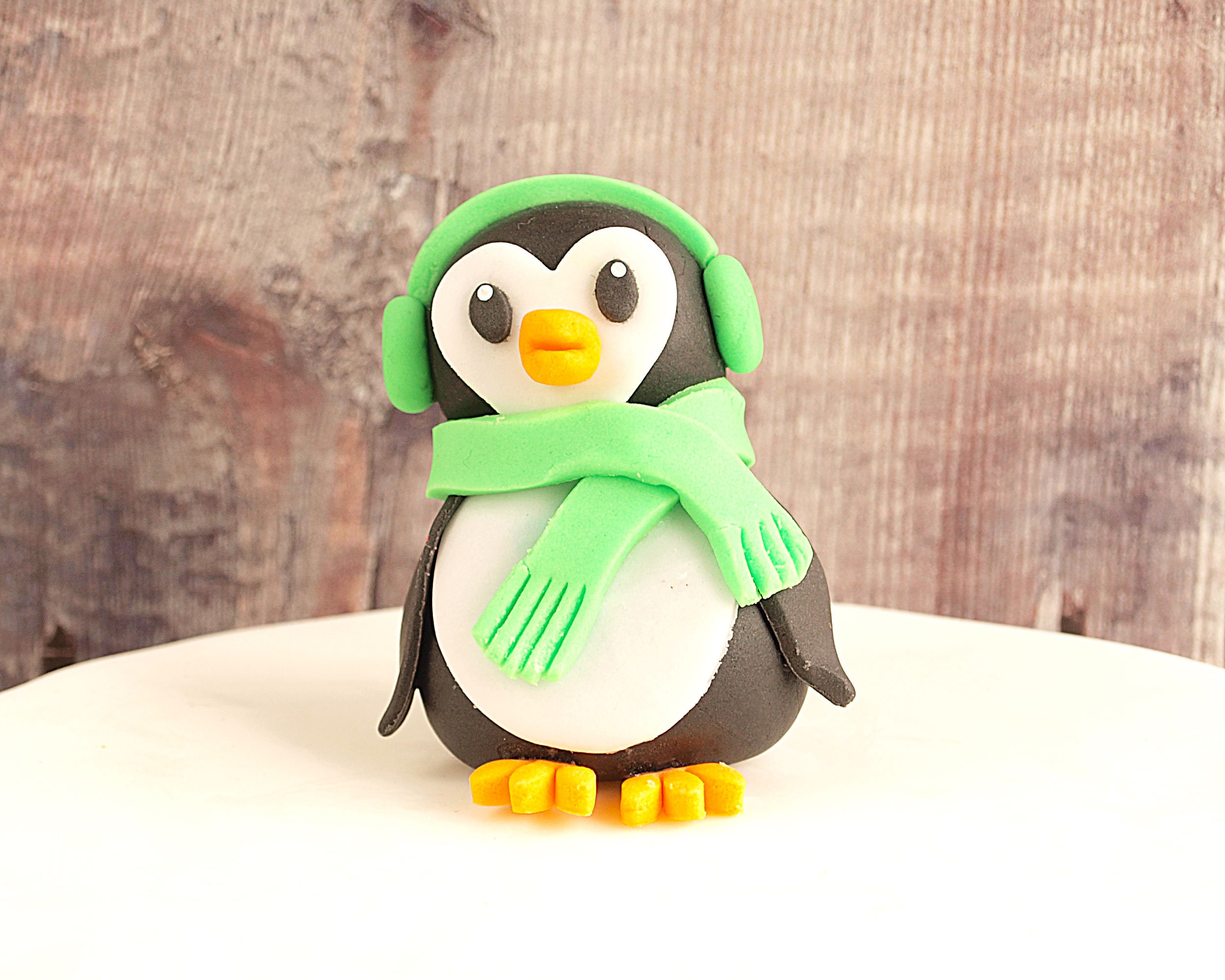 Edible Penguin Cake Toppers Handmade Fondant Christmas | Etsy