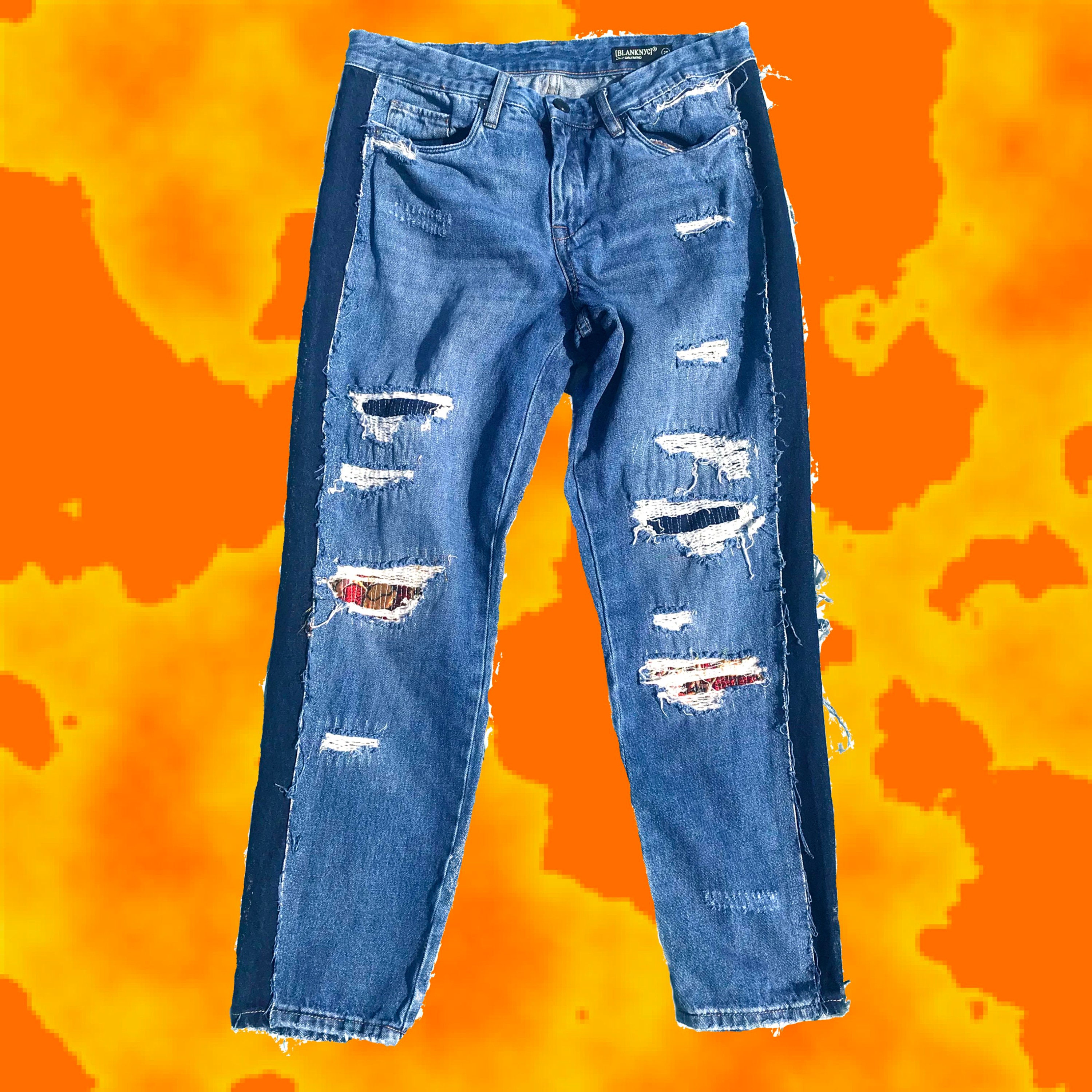 Blank NYC Patchwork Distressed Crop 