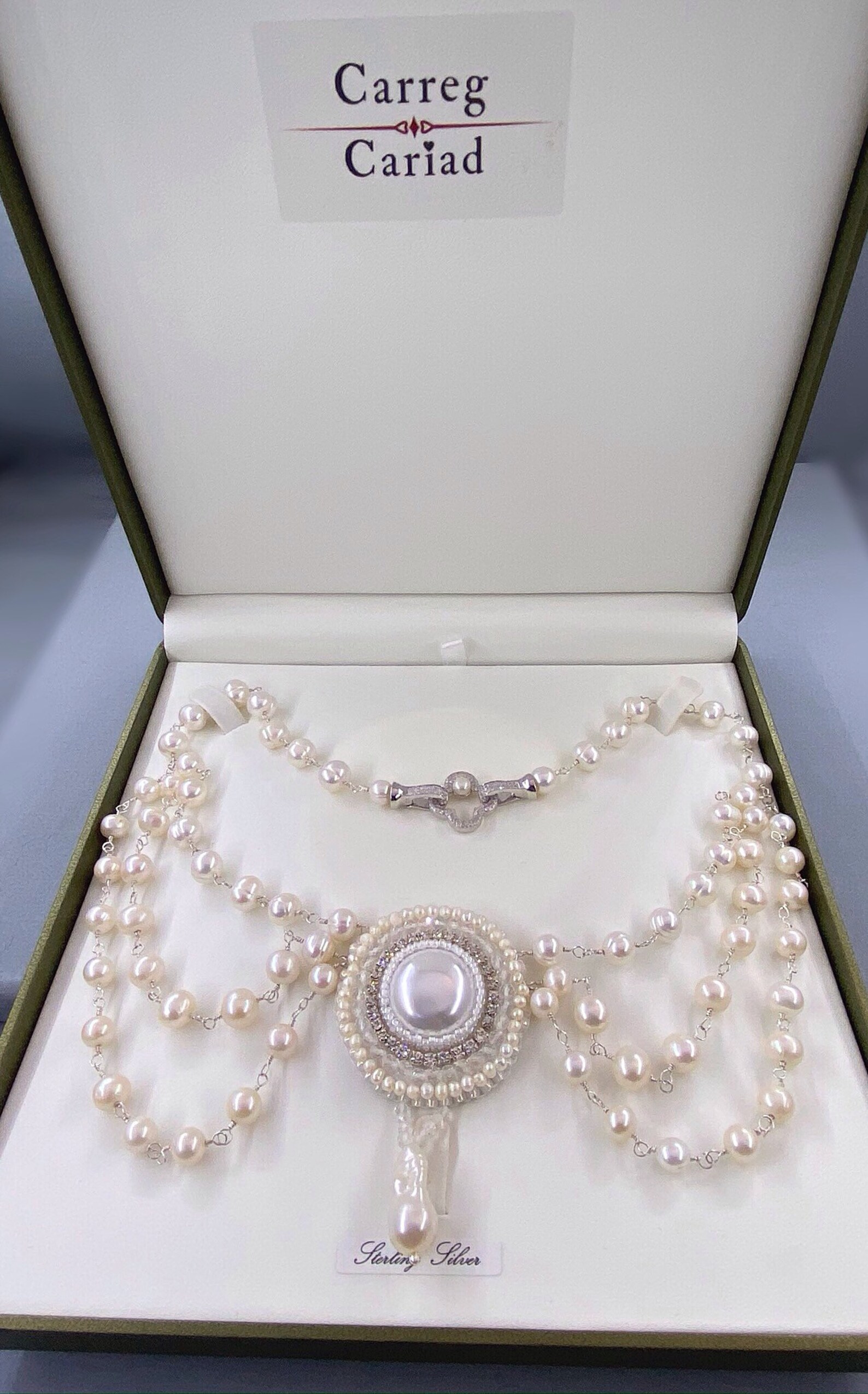 Elegant White Pearl Drape Necklace Bridal Vintage Style Pearl Etsy